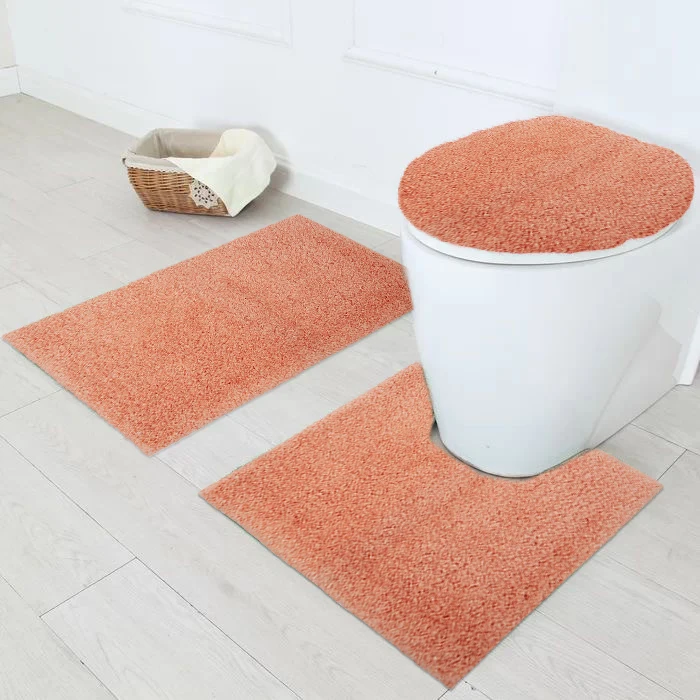 Luxury Bathroom Anti Slip Toilet Mats 3 Pieces Bath Mat Set For Bathroom