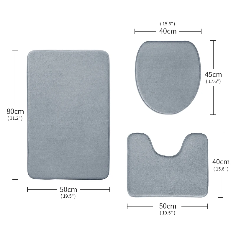 DAJIANG memory foam bath mats 3 pcs set rug sets mat Anti-slip quick dry bath mat cotton toilet carpet