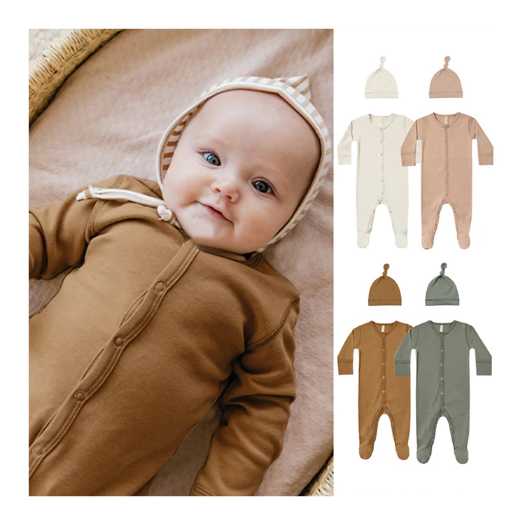 Spring Fall Ribbed Baby Clothes Sleep Suits Boy Girls Newborn Baby Footie Rompers Jumpsuit High Quality Women Cotton Baby Romper