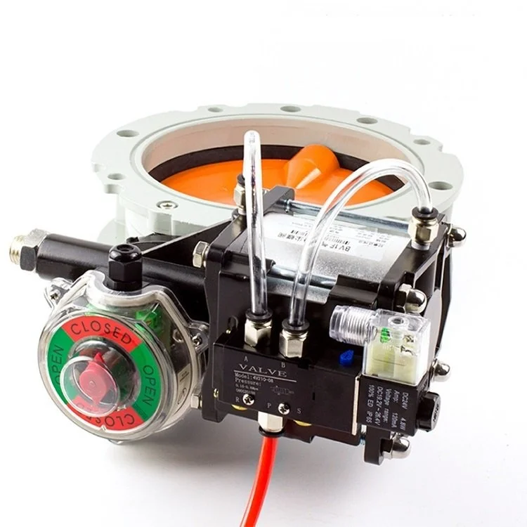 10/16 Bar Aluminium Alloy Single/Double Flange Pneumatic Dust Butterfly Valve For Cement Factory