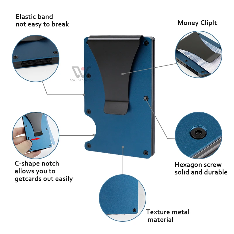 Metal Aluminum Custom Business Card Holder Money Clip Wallets For Men