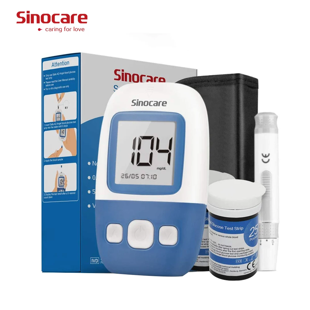  SINOCARE Safe AQ Angel Blood Glucose Meter With 50 Pcs Test Strips