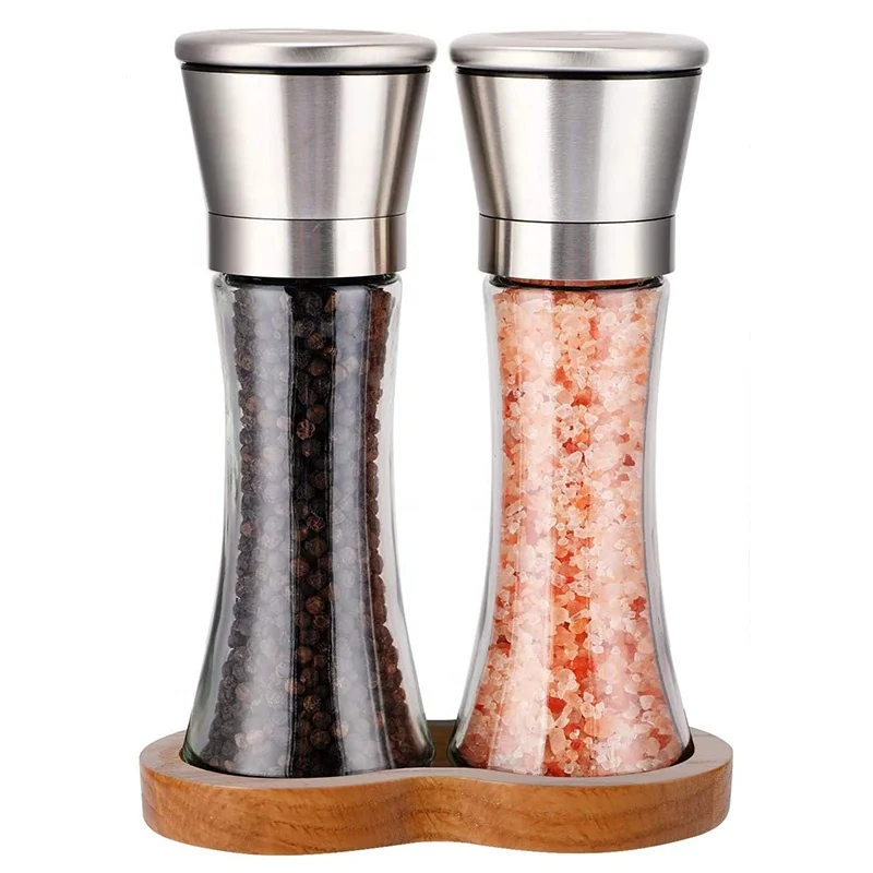 180ml High quality manual salt pepper grinder mills glass bottle