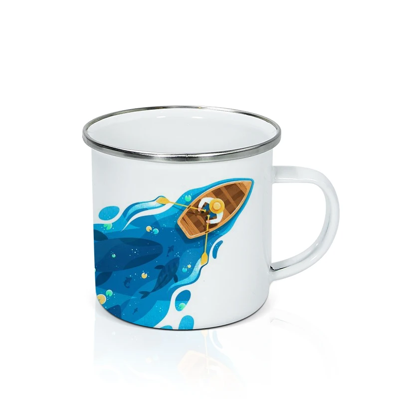 Hot Sale 11 oz 12 oz sublimation blank White enamel cup camping mug coffee milk mugs cups