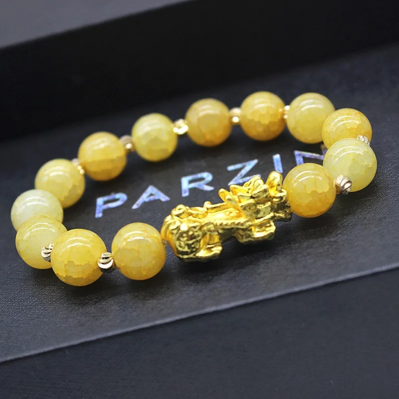 Wholesale Imitation Jade Stone Beads Color Changing Charm Piyao Women Men Feng Shui Pixiu Bracelet Jewelry