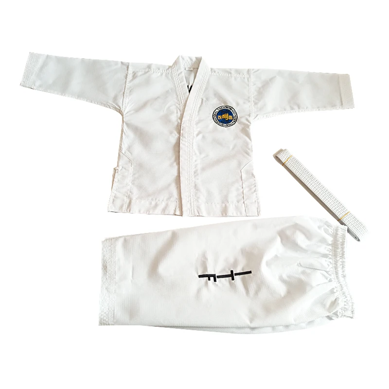 High Quality Wear Wholesale Demonstration Embroidery Logo Custom Made Kids Uniforms Master Dobok Uniform Taekwondo Itf