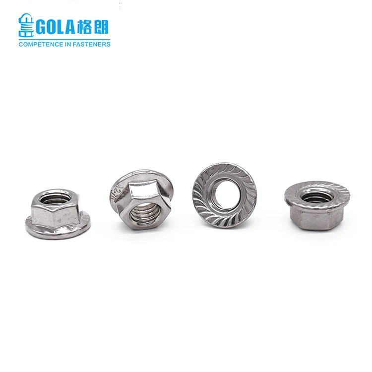 Din6923 316 Stainless steel plain hexagon head nut with flange serrated