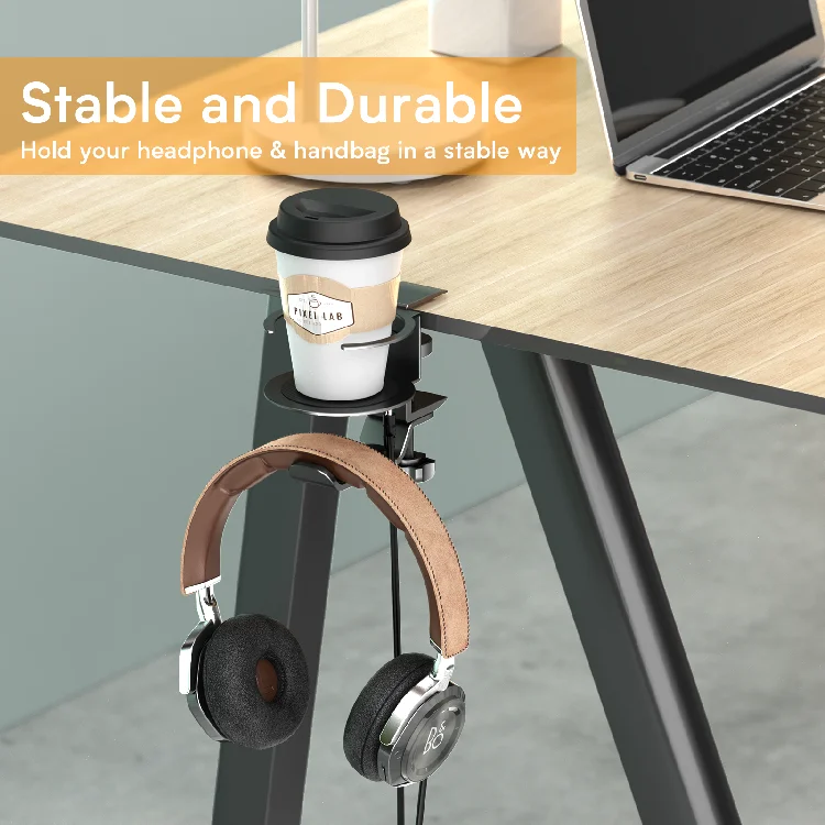 
New Design Headset Stand Black With Cup Holder For Paper Cup Coffee Cup 