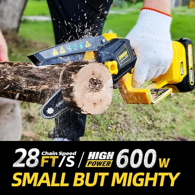 EU Stock 6 Inch Portable Brushless Mini Chainsaw Cordless High Quality Electric Chainsaw Handheld Small Saw