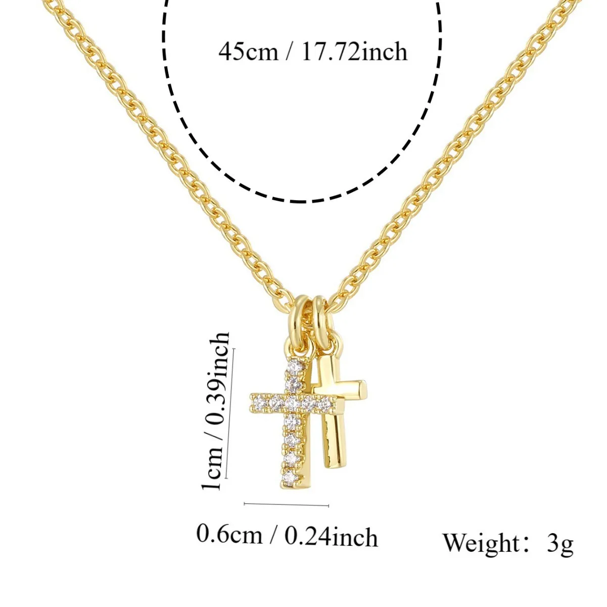 Customized Fashion Polish Jewelry Silver 18K Gold Plated Birthstone Zircon Double Infinity Cross Pendant Necklace for Women