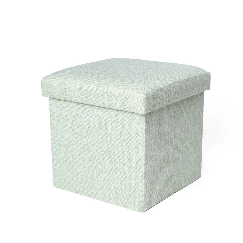 Living Room Furniture Custom Logo Fabric Linen Leather Collapsible Toy and Kids Folding Storage Ottoman Modern Storage Stool