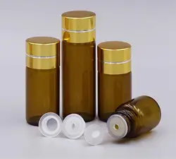 Cosmetic serum 1ml 2ml 3ml 4ml 5ml mini sample clear glass vials test bottle with plug and gold cap