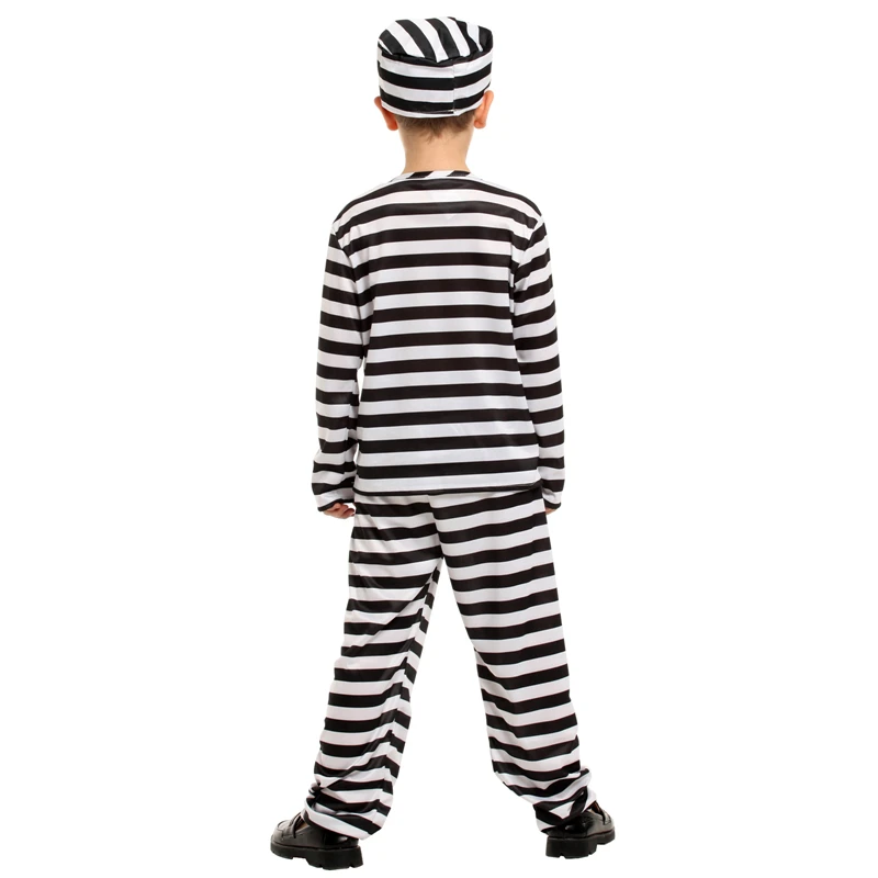 DX-B002003 Child Prisoner Costumes Jail Suits Halloween Costumes For Boys Striped Kids Jail Costumes