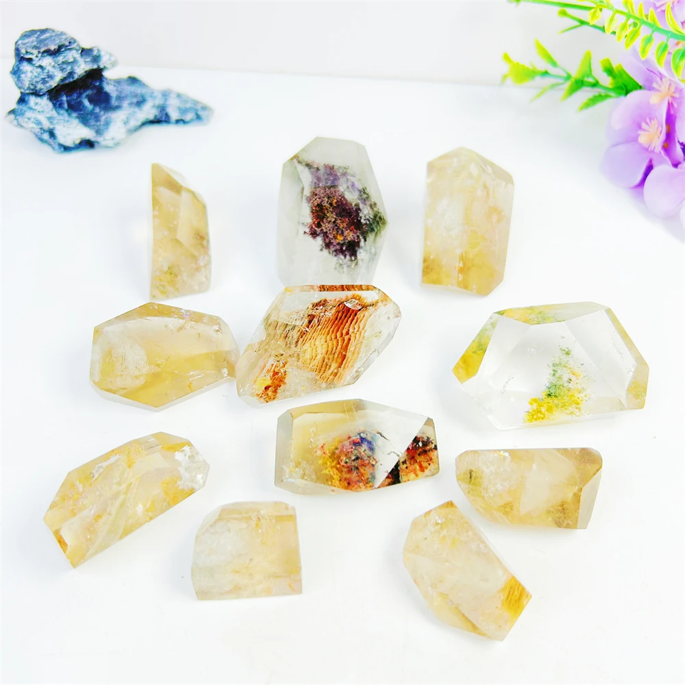 Wholesale Crystal Stone Natural Raw Stone Ghost Crystals Polished Melaleuca garden quartz Free Form For Decoration