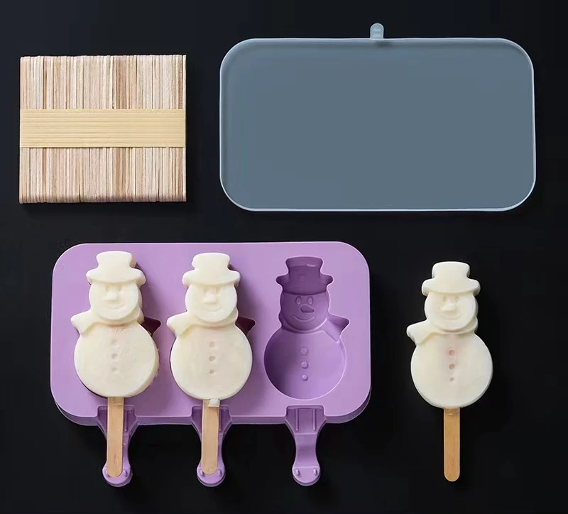 Purple Rabbit Ice Cream Silicone Molds Diy Cute Cartoon Purple Popsicle Mold For Paw Snowman Cake Pop Moulds Ice