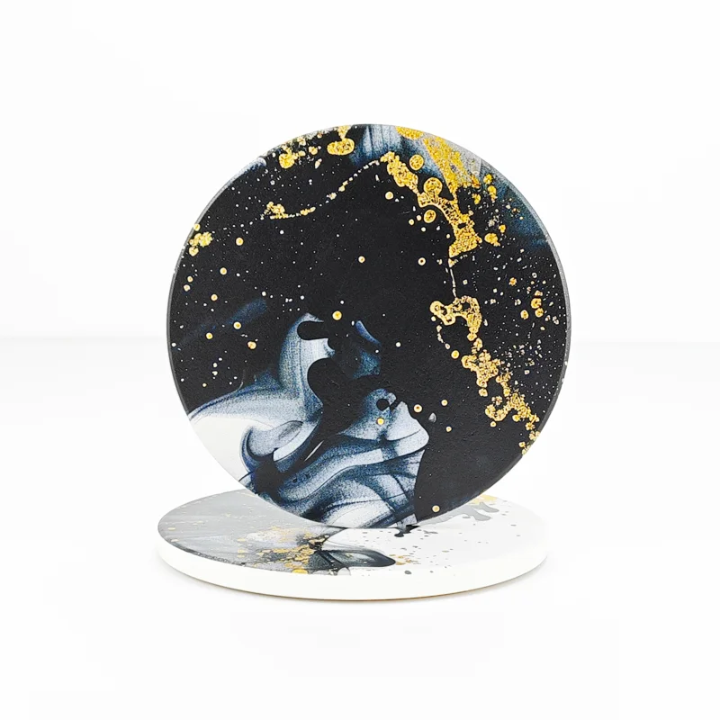 Ceramic coaster 10.3CM Round square White Blank Customized Absorbent Cork Anti slip Car Insulation Pot Mat Tea Cup