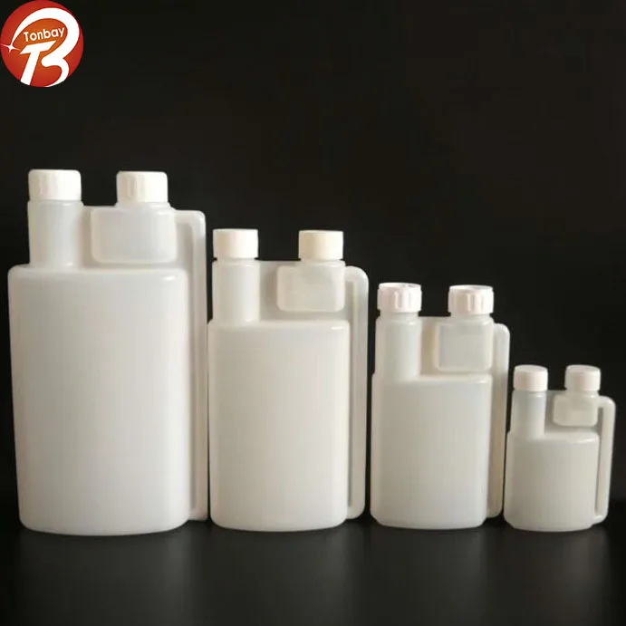 Wholes 100ml white  plastic  twin neck dosing bottle with screw cap with induction seal