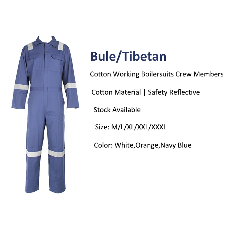 190gsm workwear uniform suit with reflective tape marine coverall overalls working boilersuit 100% cotton
