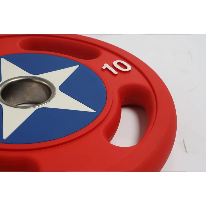 Cast iron PU Captain America Barbell weight plates RED BLUE Home Business Fitness  bench press squats 10kg single plates