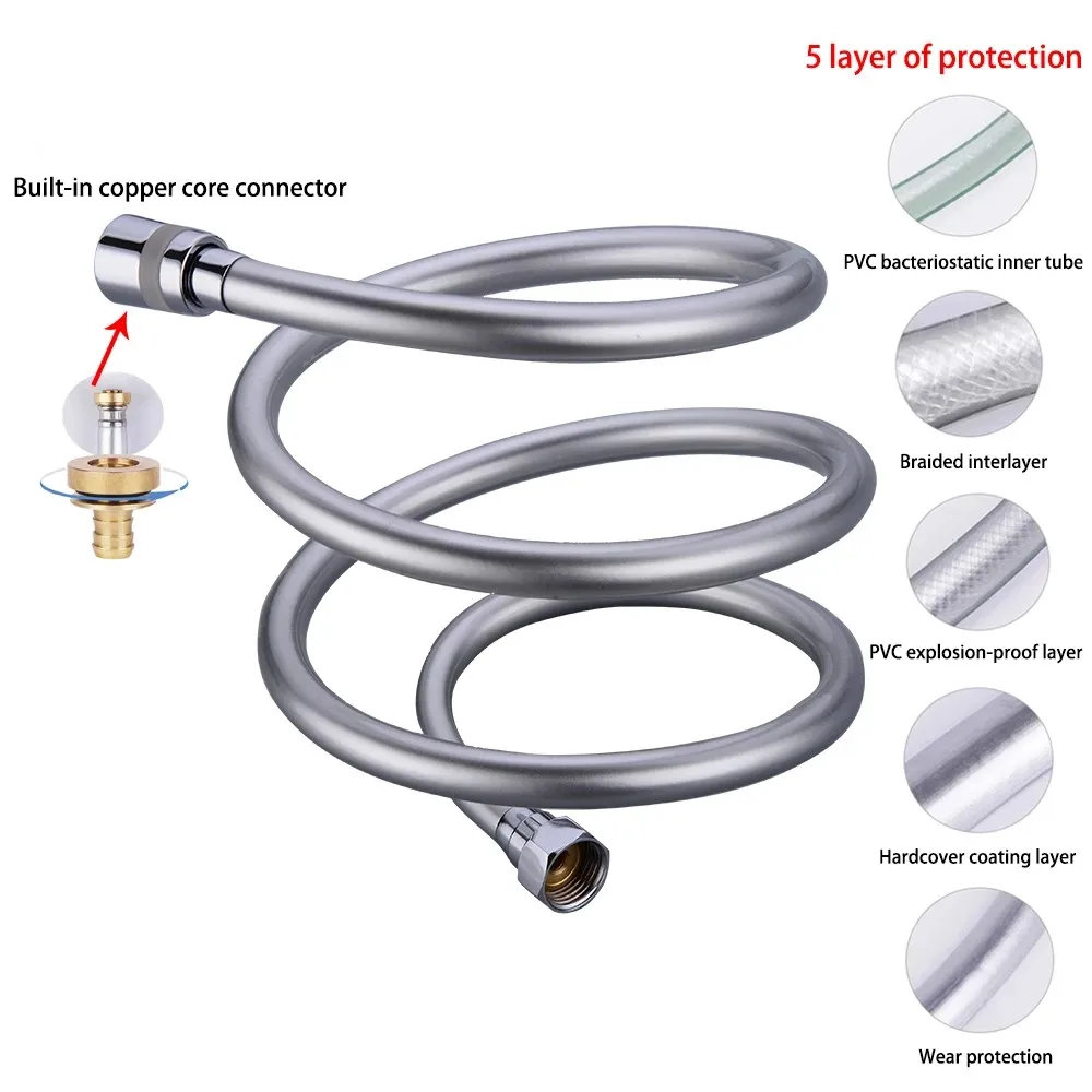 2022 Best Sales PVC High Pressure 1.5m/2m Leakproof Thickening Anti-winding Smooth Shower Hose