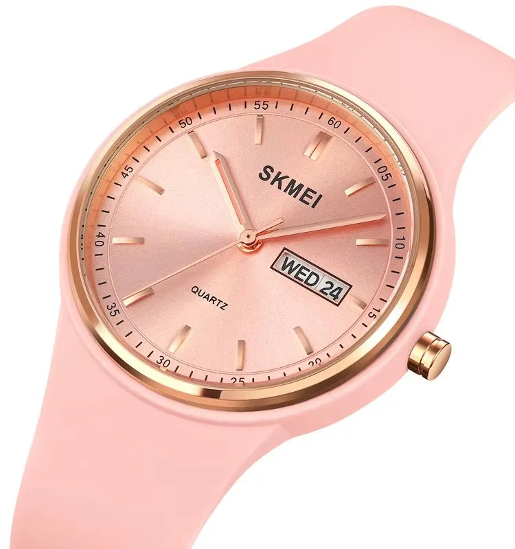 Skmei gifts for women 2057 silicone strap plastic quartz analog ladies watch sports wrist watches white simple styles watches