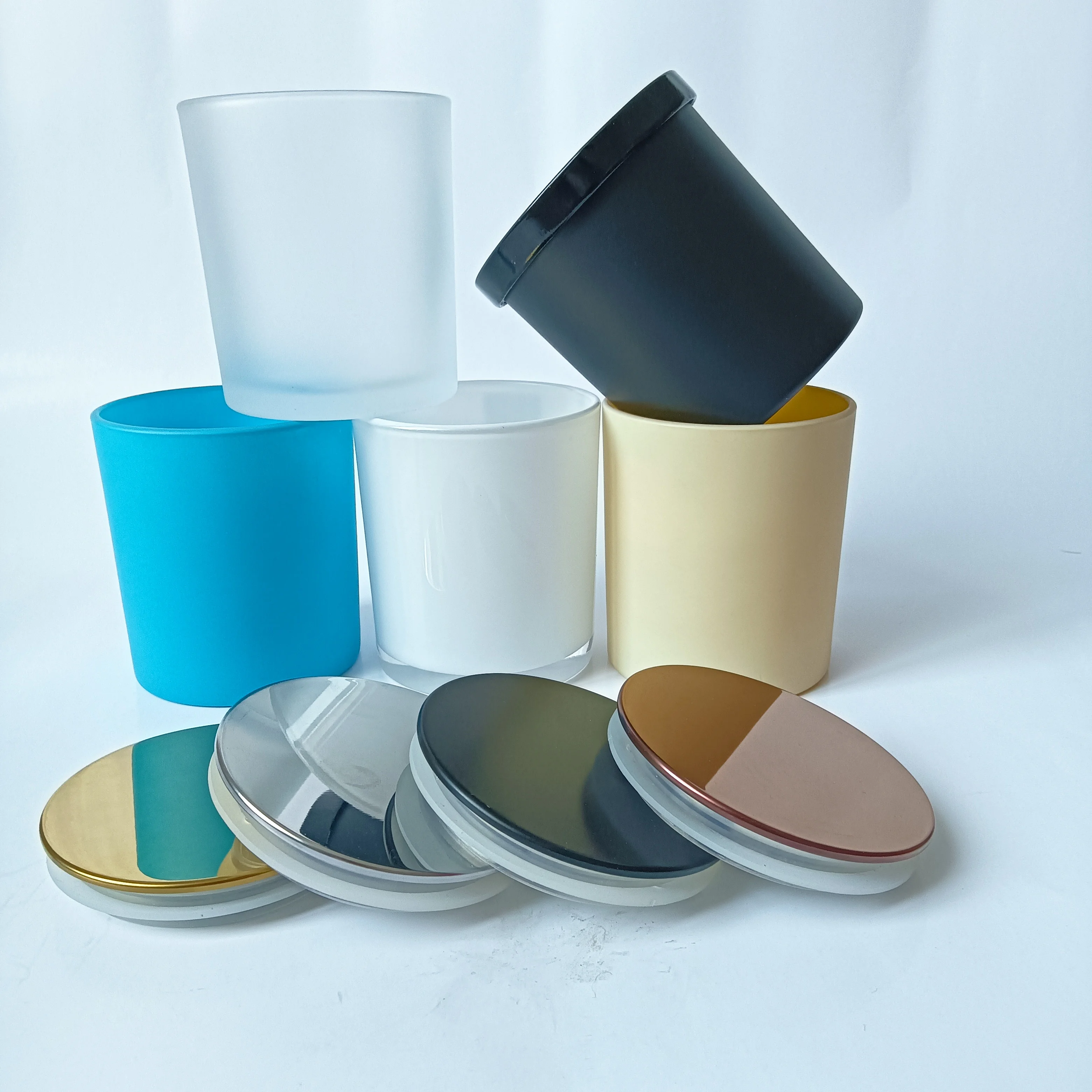 Holiday elegant empty 8 10 OZ empty luxury matte wholesale candle jar with lid and boxes