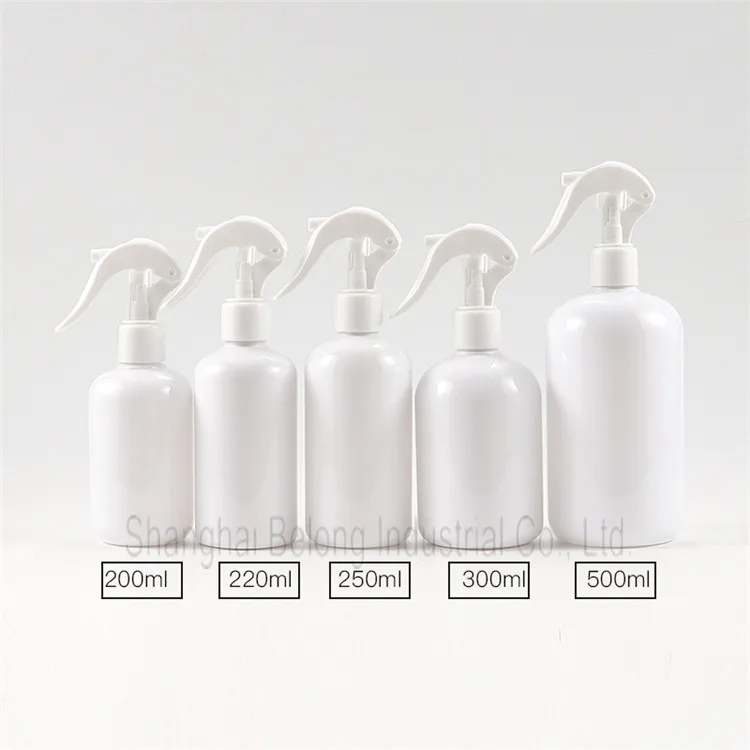 IBELONG 200ml 220ml 250ml 300ml 500ml Blue Black White Amber Clear PET Plastic Spray Bottle with Spray Trigger Sprayer Pump