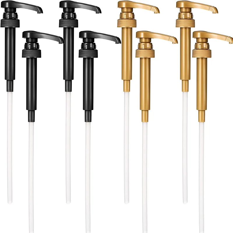 Professional Reusable 28/400 28mm Golden Black Plastic Treatment Dispenser Bottle Pump For Coffee Syrup Jam Sauce