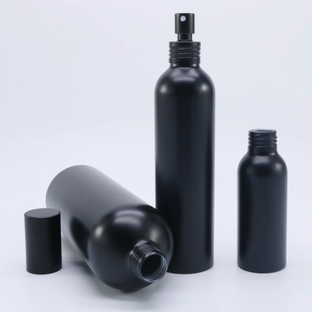 Matte Black Aluminum Spray Bottle 100ml 250ml 300ml Essential Oil with Treatment Pump