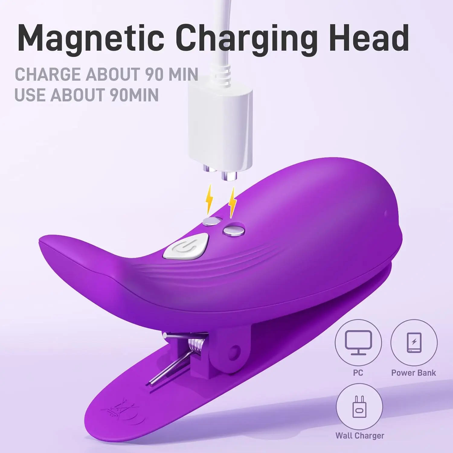 ZWFUN 10-Mode Nipple Clamp Vibrators Breast Clips Electric Nipple Stimulator with Remote Control Adult Toys for Women