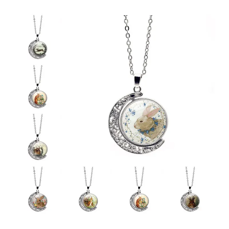 
Fashion Rotate 360 Degrees Easter Christian Jesus Christ Glass Necklace 