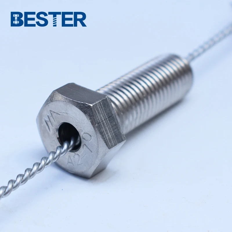 A2-70 A4-80 ss 304 316 m8 m10 external hex head hollow screw bolts with through hole in middle