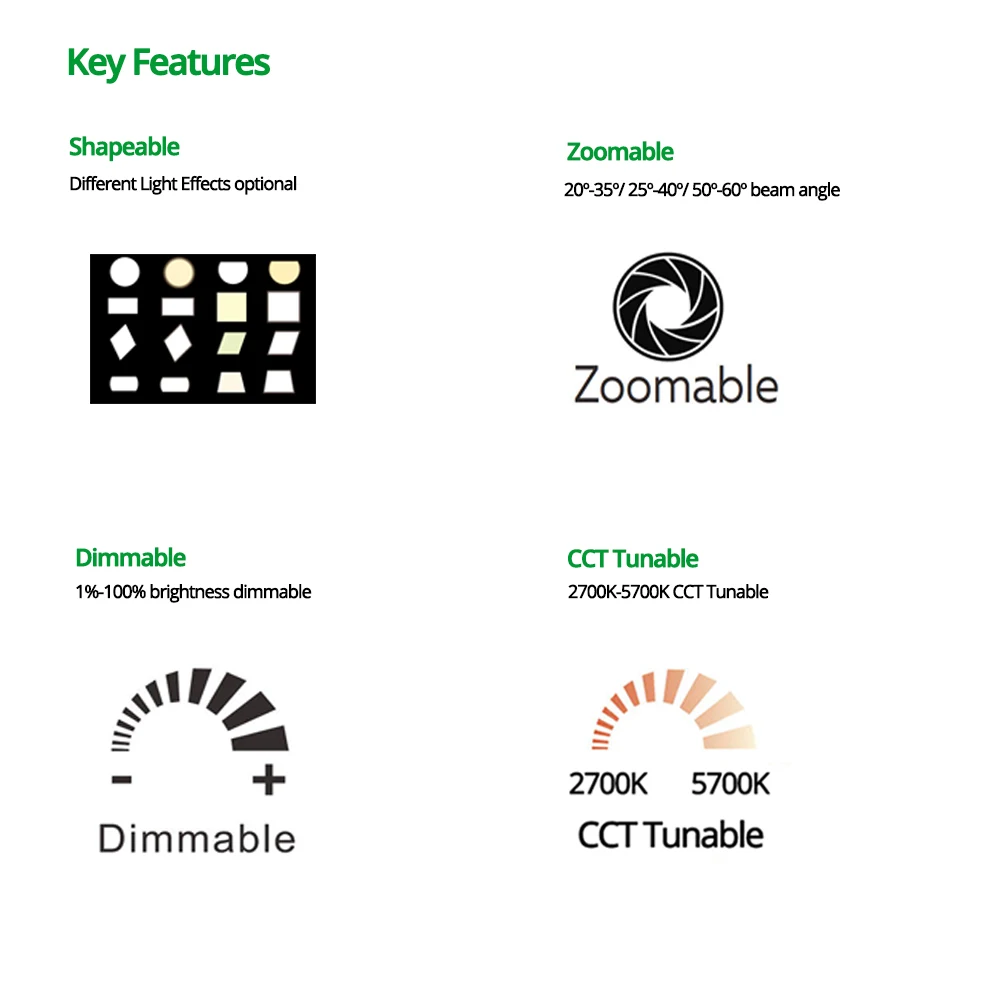 Smart Dimmable Track Spot Light Shapeable 30W 35W Ultra Wide Beam Angle Museum Shapeable Projector Light