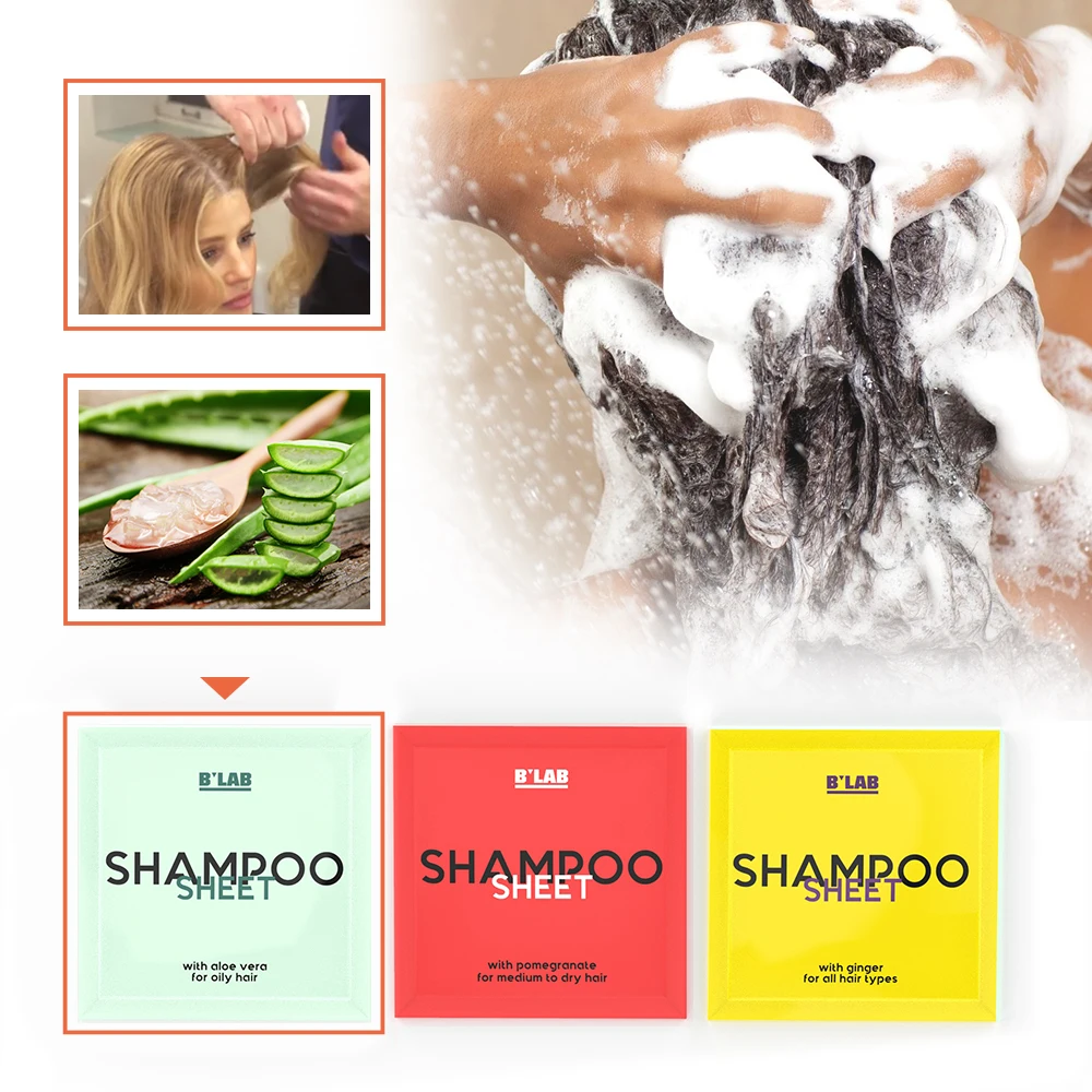 OEM Private Label Natural Herbal Shampoo Sheets for All Hair Types Silicone Free Travel Shampoo Sheets for Hair Cleansing