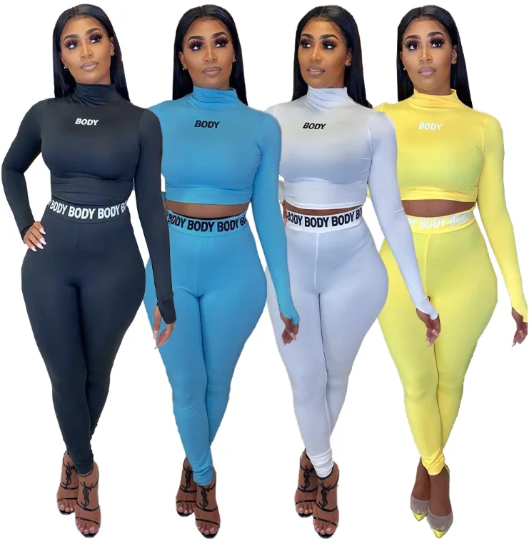 New Style Hot Sale Fashion Print Yoga Set Slim Long Sleeve Solid Color Womens Tracksuits Sportswear