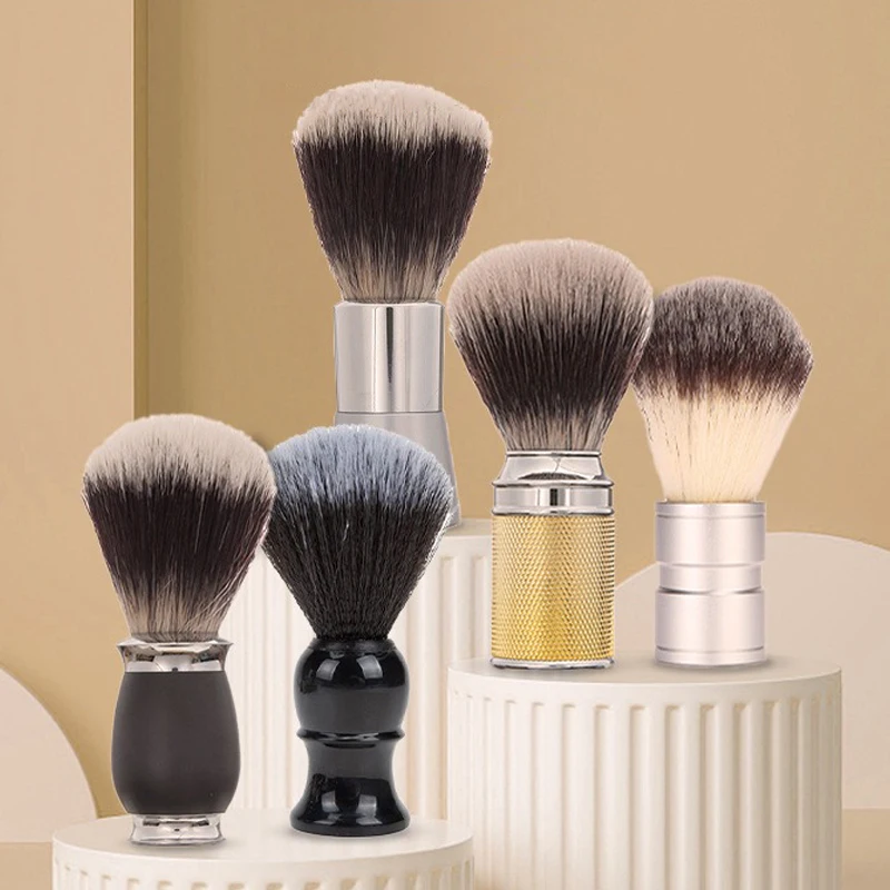 Custom Logo Soft Hair Beard Brush Multiple Handle Materials High Quality Soft Skin friendly Brush Non pricking Skin Clean Brush