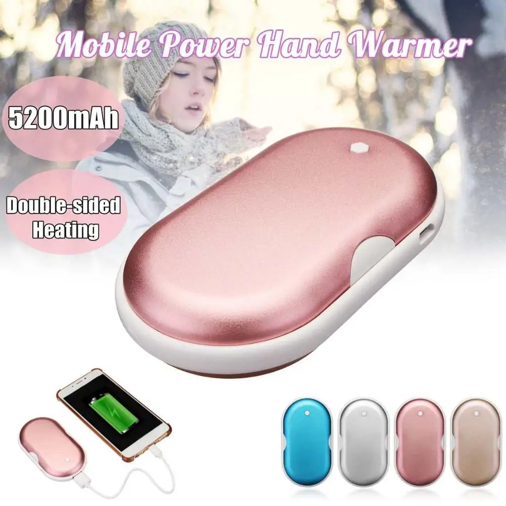 2022 Factory Directly Supply Custom Winter USB Rechargeable Mini Hand Warmer Portable 5200mAh Electric Power Bank Hand Warmer