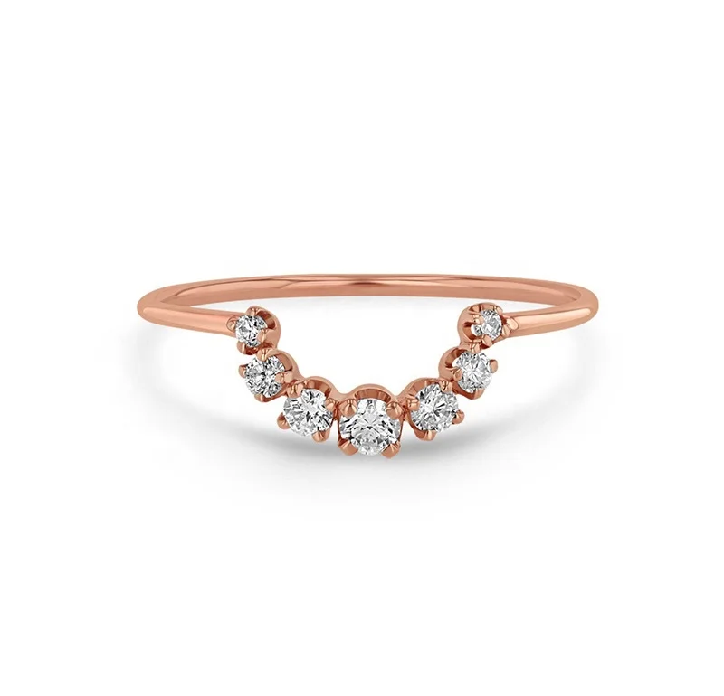 Milskye exclusive silver 925 thin band bridal jewelry cz zircon curved finger ring