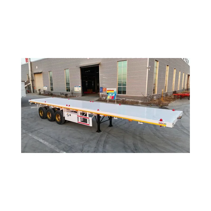 China Manufacturer 40/45/53 ft container flatbed trailer 2/3 axles flatbed semi trailer Tanzania used flatbed trailer for sal