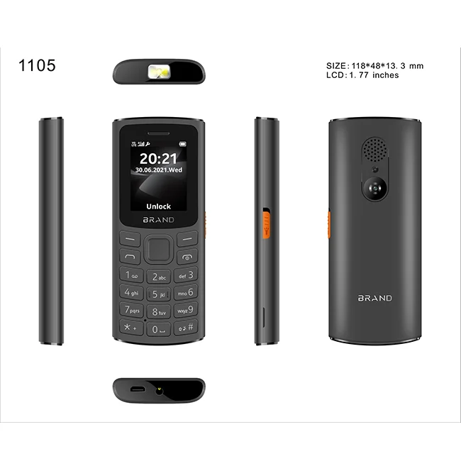 DINGFENG Factory Price 1.7INCH GSM Cell Phone Dual SIM Card Quad Band Camera Mobile Phone Tecno 1105