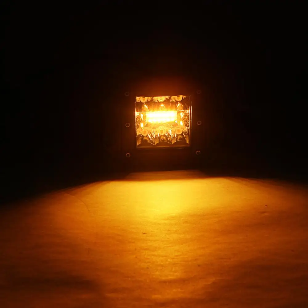 Cool White Amber Light Changing Colors Flash Strobe Cube LED Pods Flush Mount Combo 5 Inch 24W Work Light