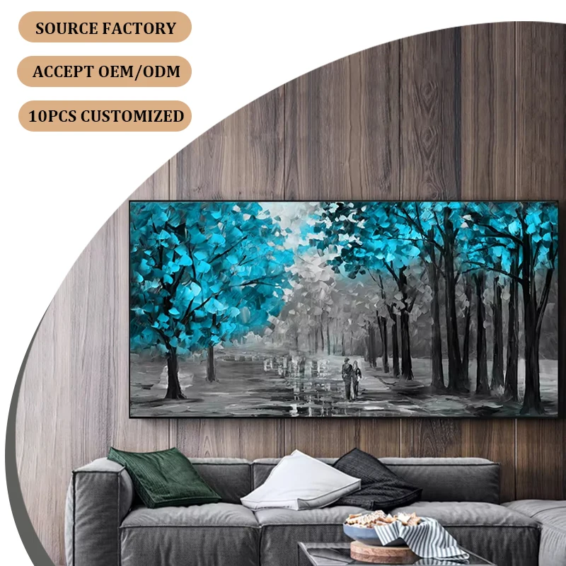 Best Selling Abstract Landscape Blue Tree Canvas Wall Art Modern Print Painting For Home Decor