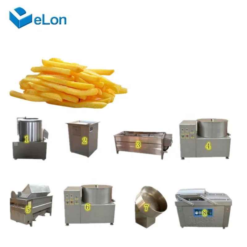 Industrial 300-1000kg/hour fully automatic potato french fries production line