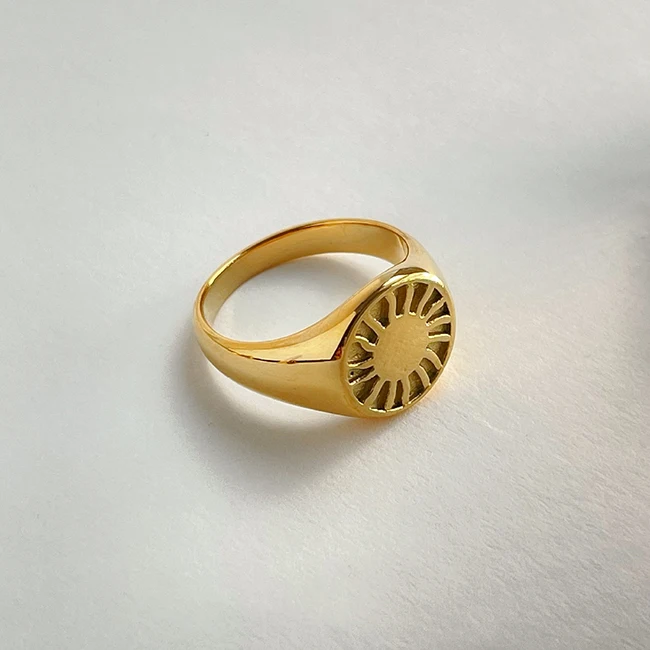 Custom Sun Rings Stainless Steel Jewellery Signet Ring 18K Gold Plated Jewelry for Women anillos bijoux anel schmuck joias joyas