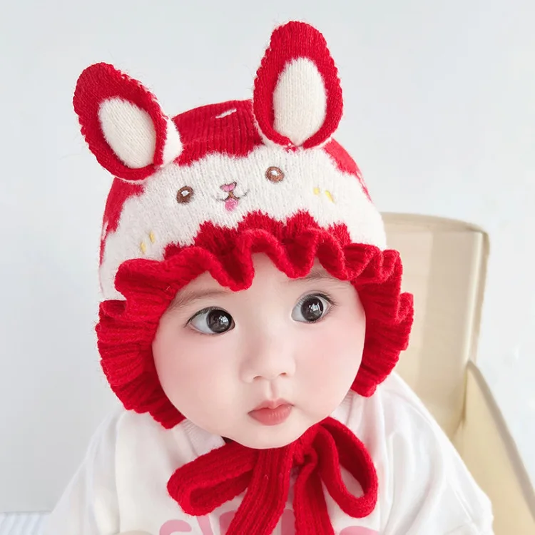 Winter Cute Crochet Newborn Bunny Knitted Hats for Children Baby Patterns Beanie With Rabbit Ears