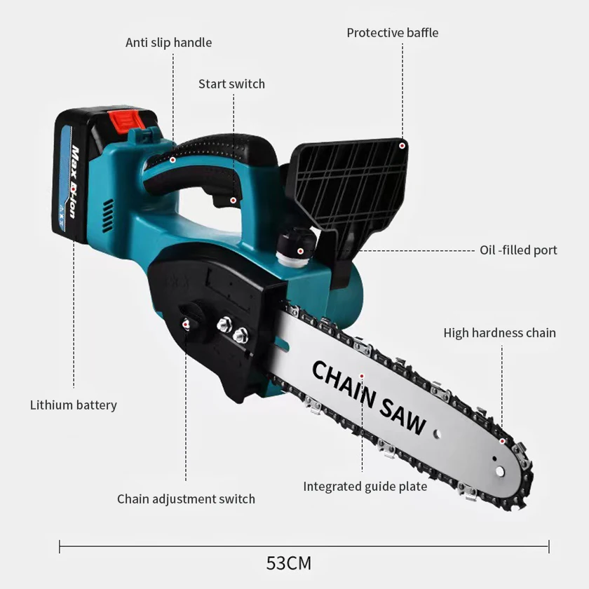 Durable 12 Inch Handheld Brushless Rechargeable Lithium Battery Handheld Chainsaw