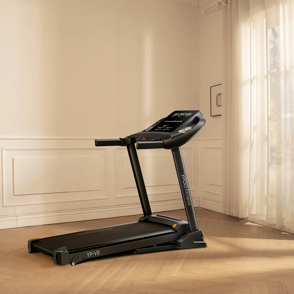 YPOO electric motorized treadmill 38CM running machine fitness home use treadmill foldable China factory OEM with YPOOFIT APP