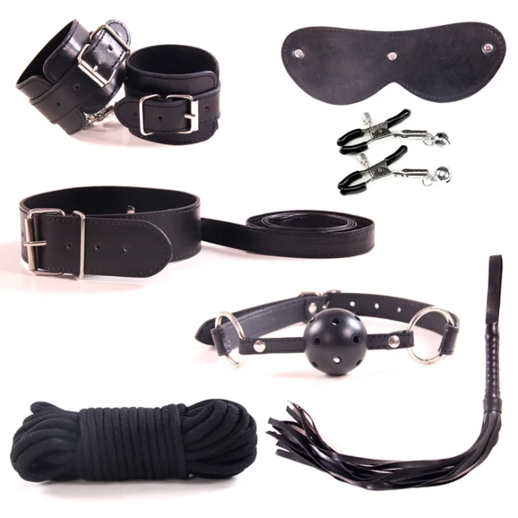 7pcs/set Sex Bondage Restraint Toys for SM Game Rope handcuff and whip