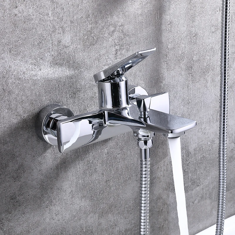 Bathtub Mixer Wall Mounted Shower Kit Bathroom Tub Tap Faucets for Hotel High End Brass Waterfall Copper Chrome Modern Ceramic