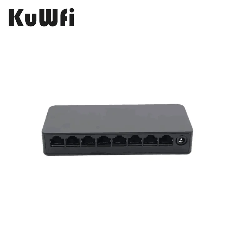 8 портов gigabit KuWFi 1K 2K для настольного компьютера 8 портов 1000 Мбит/с RJ45 black gibabit ethernet переключатель для IP-камеры